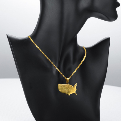 America Map Pendant Gold Plated Necklace