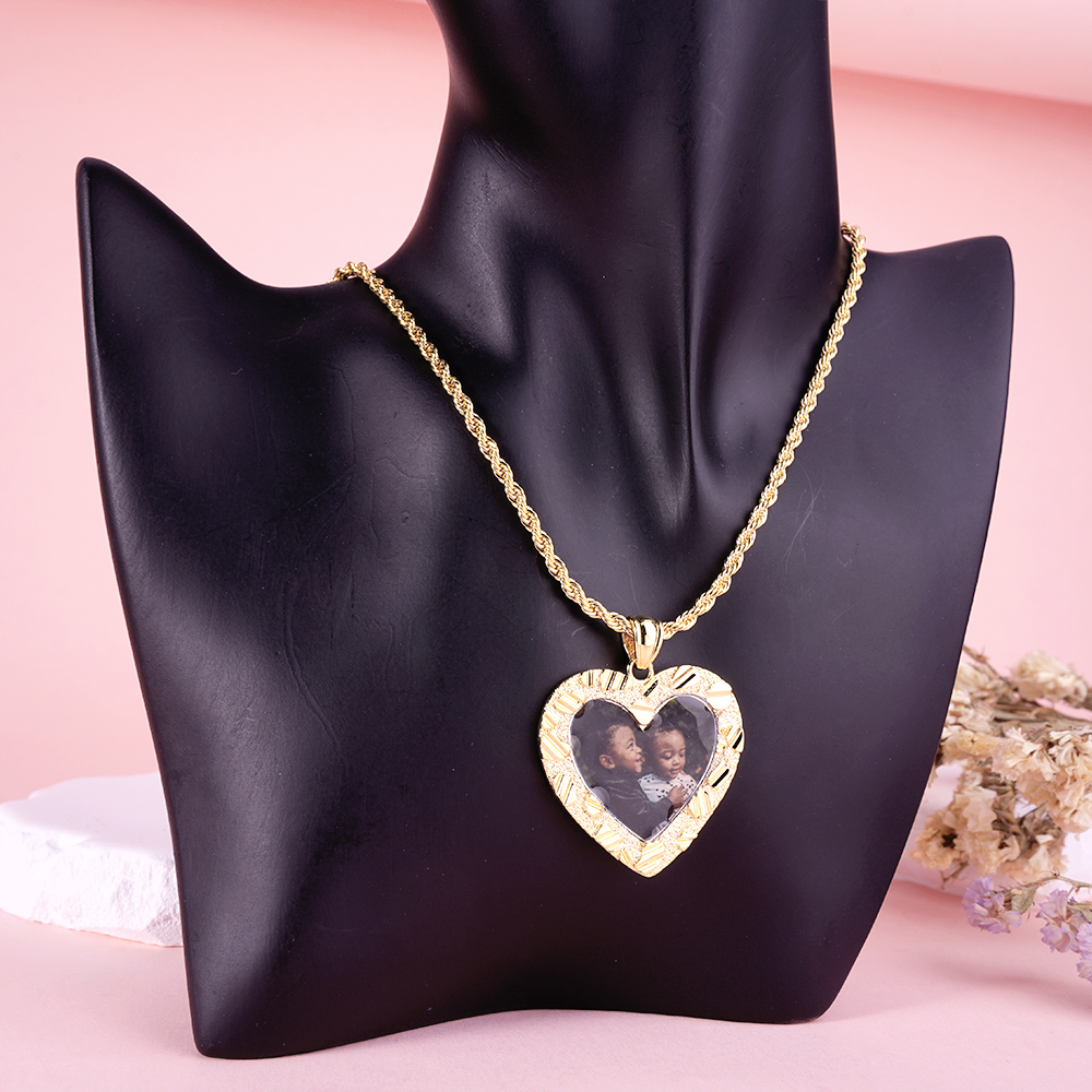 Personalized Nugget Heart Necklace With Picture Inside