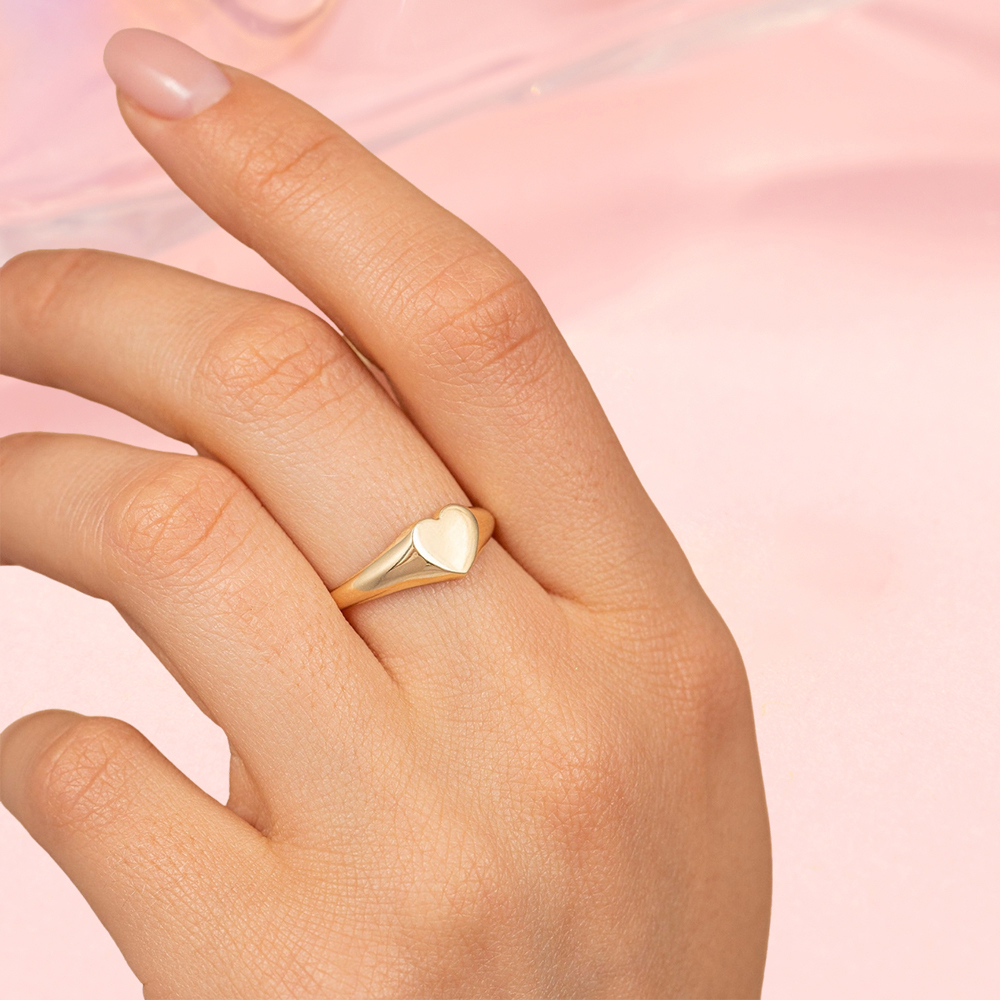 Heart Signet Ring Custom Engraved Ring
