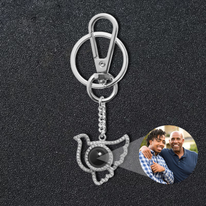 Dove Shaped Photo Keychain