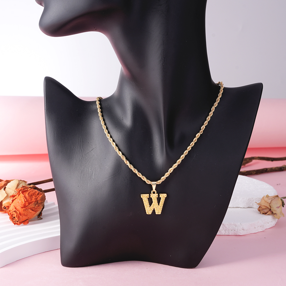 Personalized Custom Gold Plated Diamond Cut Capital Letter Pendant Initial Necklace