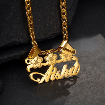 Custom Three Flowers Name Necklaces
