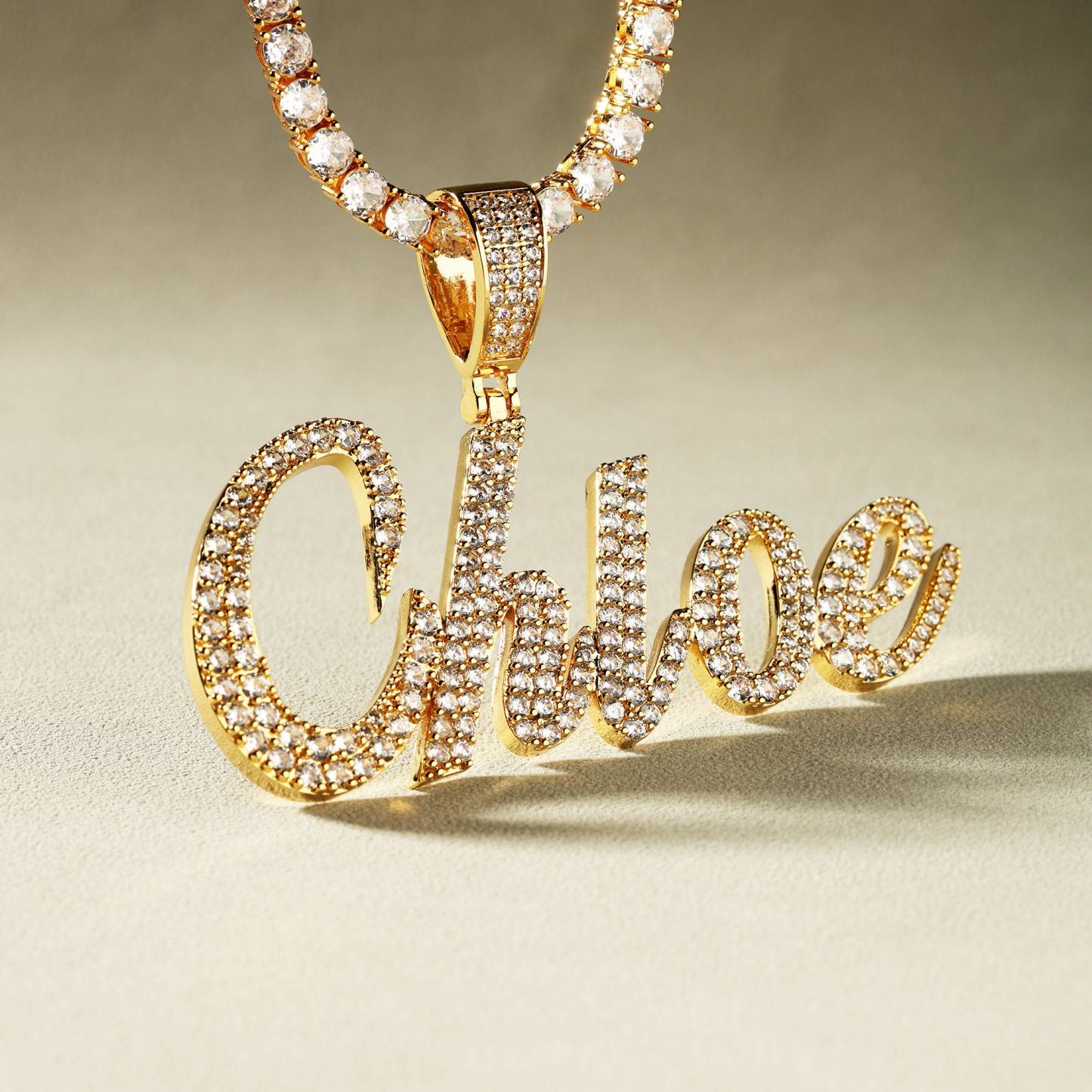 Tennis Chain Iced Out Hip Hop Name Pendant Necklace