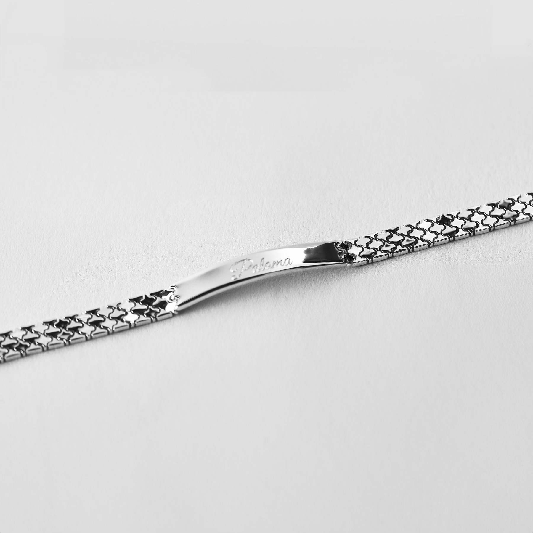 Custom Engraved ID Bar  Name Bracelet Golden Watch Band Chain