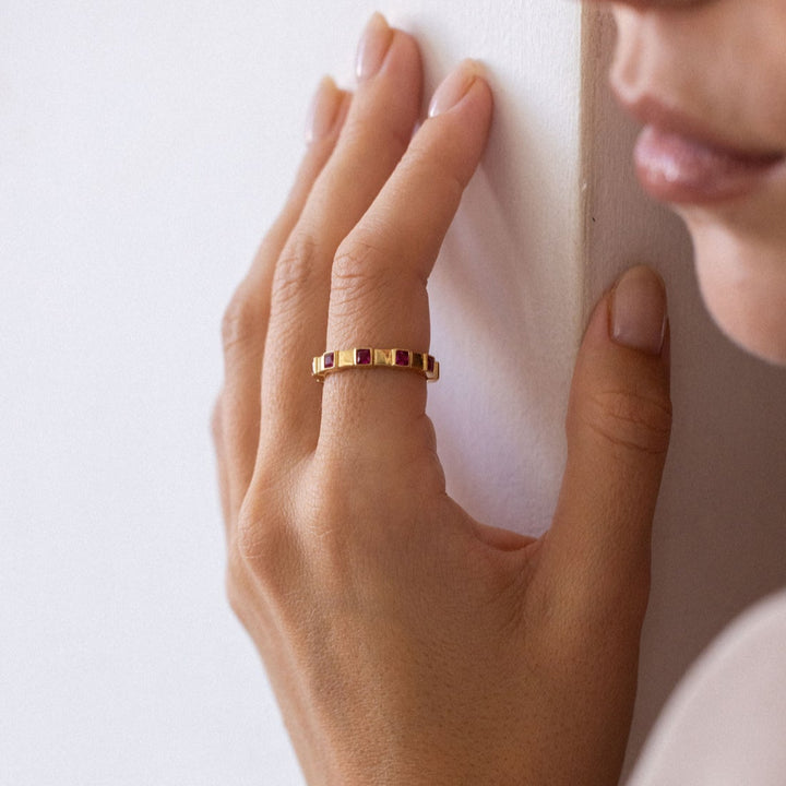 Custom Personalized Minimalist Square Birthstone Ring Gemstone Ring