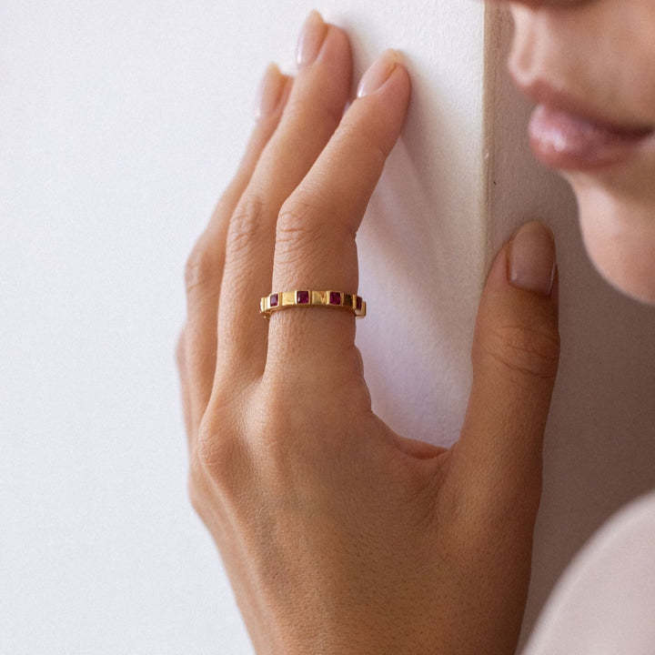 Custom Personalized Minimalist Square Birthstone Ring Gemstone Ring