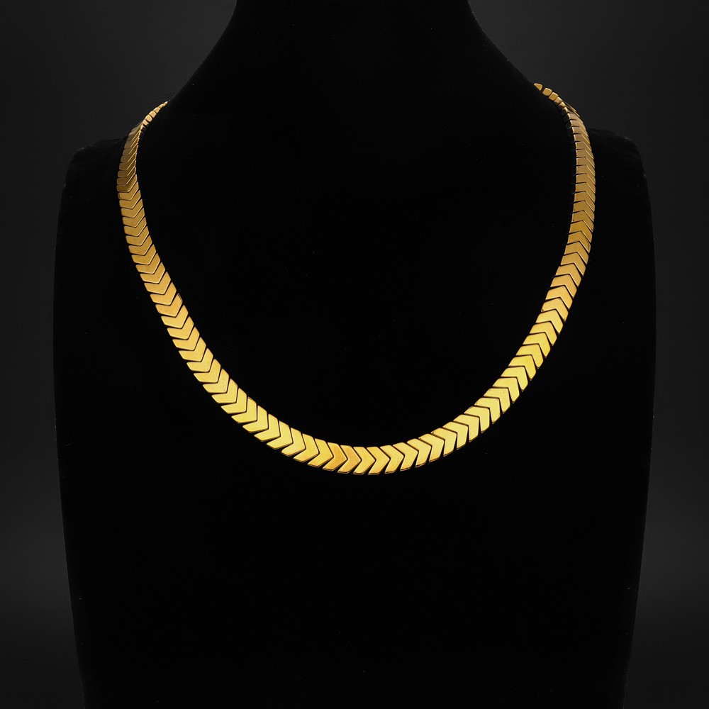 Stainless Steel Arrow Head Snakeback Men Necklace