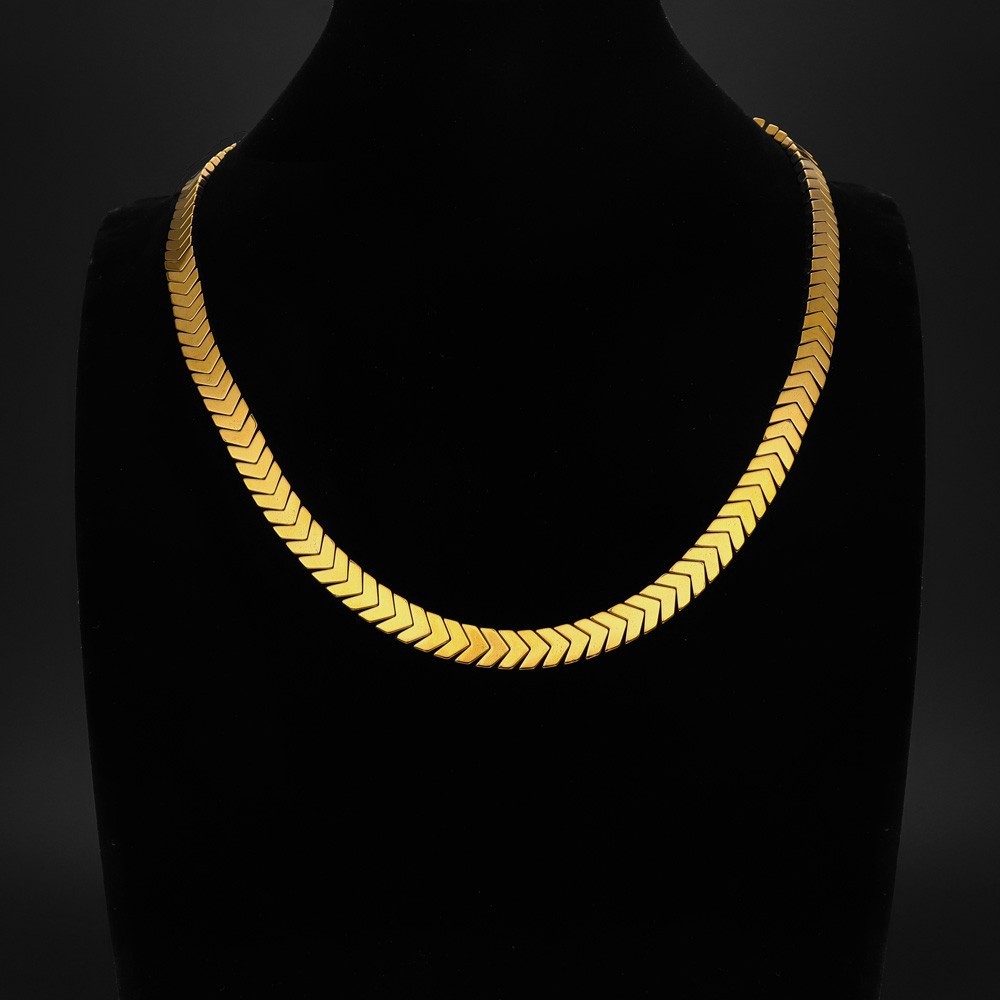 Stainless Steel Arrow Head Snakeback Men Necklace