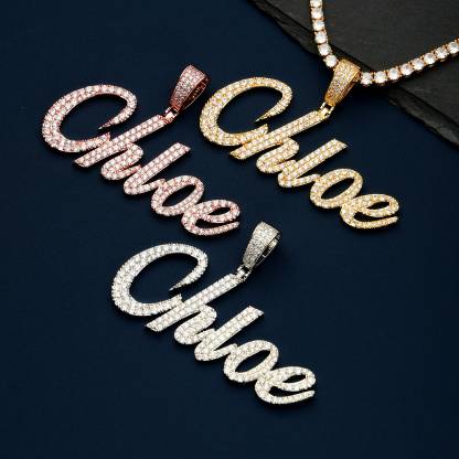 Tennis Chain Iced Out Hip Hop Name Pendant Necklace