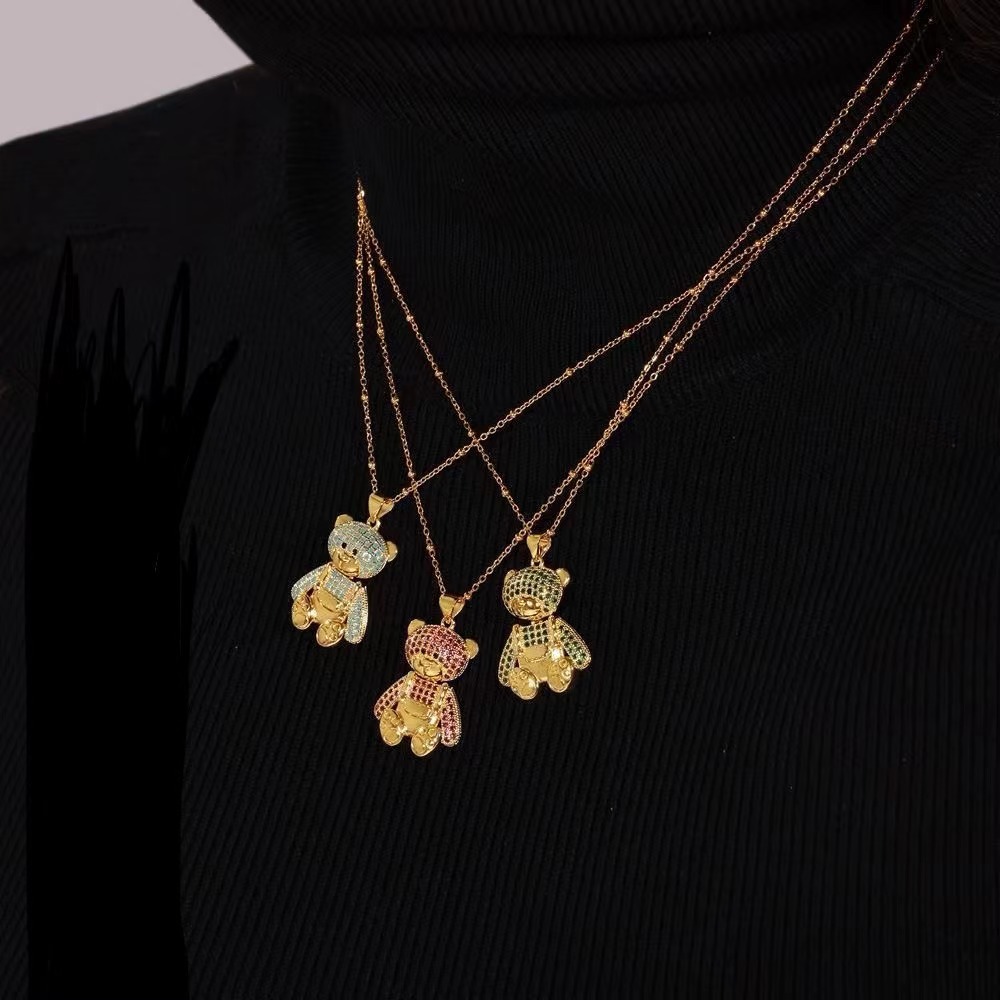 Cute Cartoon Teddy Bear Pendant Necklace