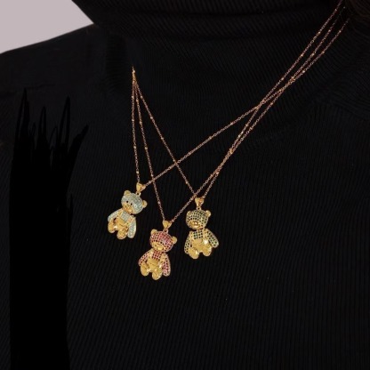 Cute Cartoon Teddy Bear Pendant Necklace