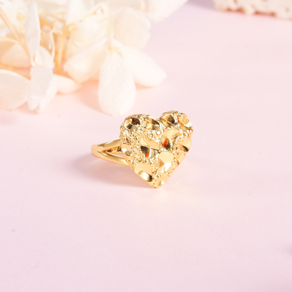 Nugget Gold Plated Heart Love Ring Custom Engraved Ring