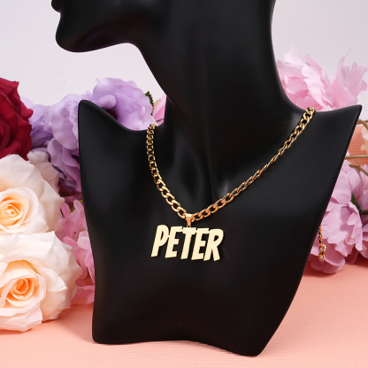 Frosted Nameplate Pendant Cuban Chain Personalized Name Necklace