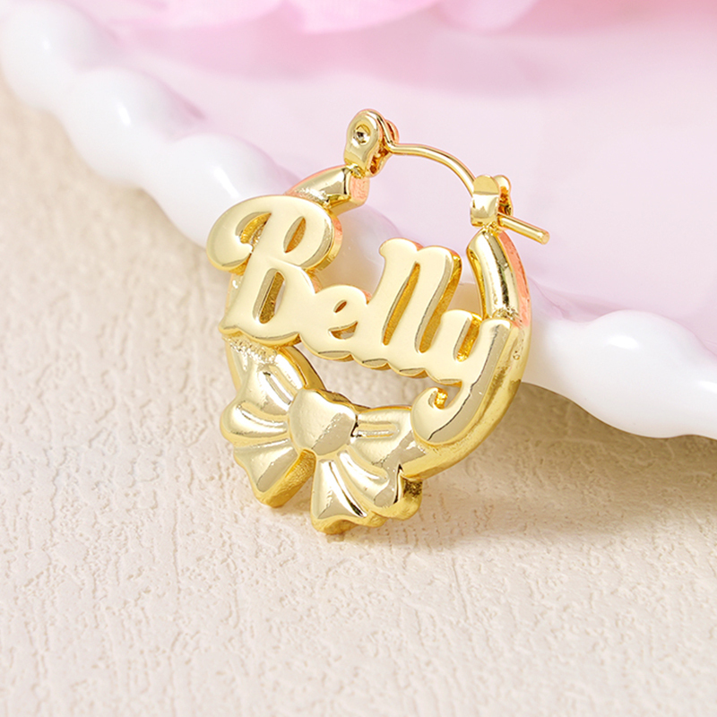 Bow Hoop Earrings Custom Name Earrings