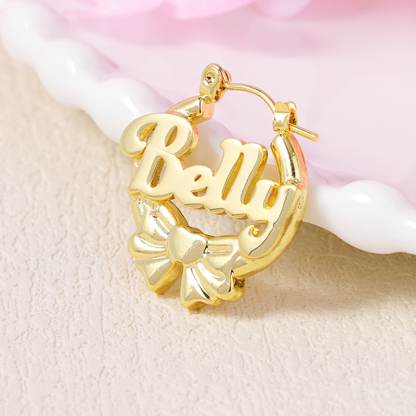 Bow Hoop Earrings Custom Name Earrings