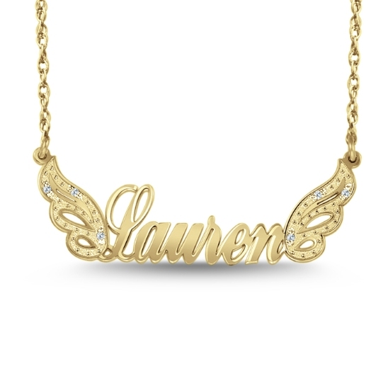 Custom Gold Plated Angle Wings Name Necklace