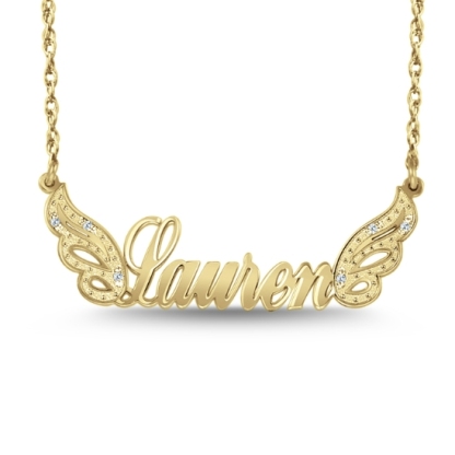 Custom Gold Plated Angle Wings Name Necklace 