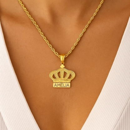 Gold Plated Personalized Diamond Cut King Pendant Engraved Name Necklace