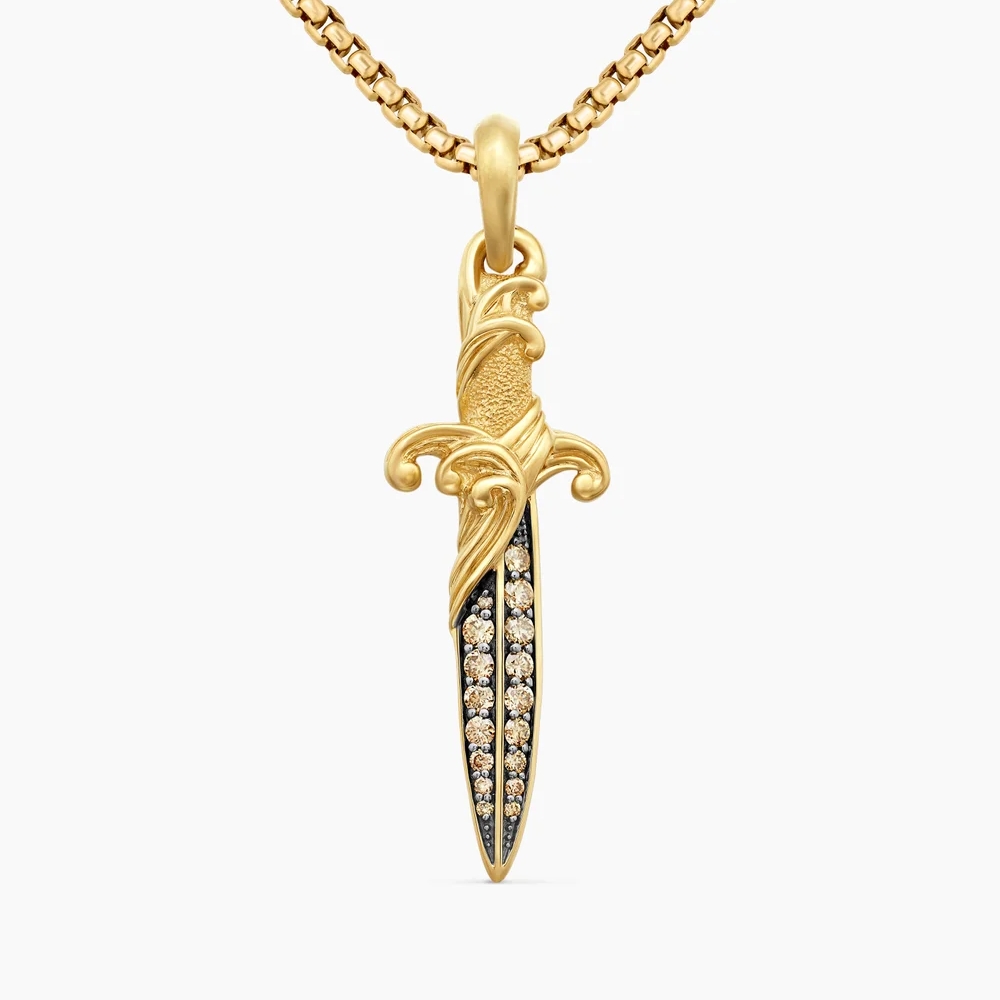 Gold Plated Waver Dagger Amulet Pendant Necklace For Men