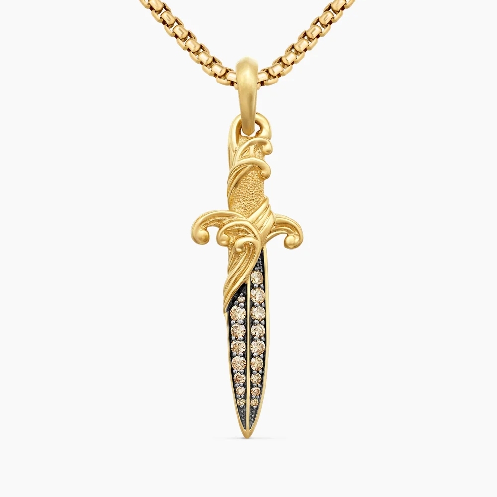 Gold Plated Waver Dagger Amulet Pendant Necklace For Men