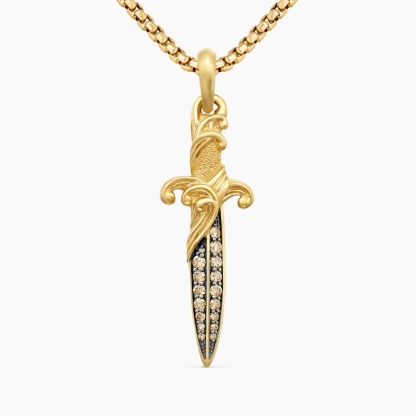 Gold Plated Waver Dagger Amulet Pendant Necklace For Men