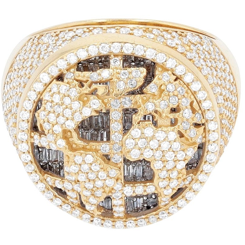 Shiny Gold Plated World Map Ring Diamond Ring