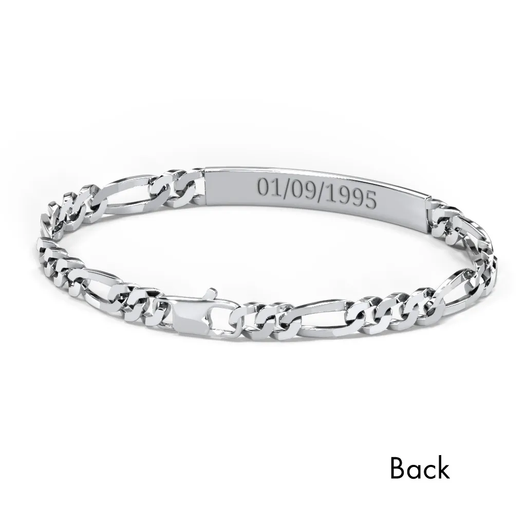 Personalized Figaro Chain Engraved Name Bracelet