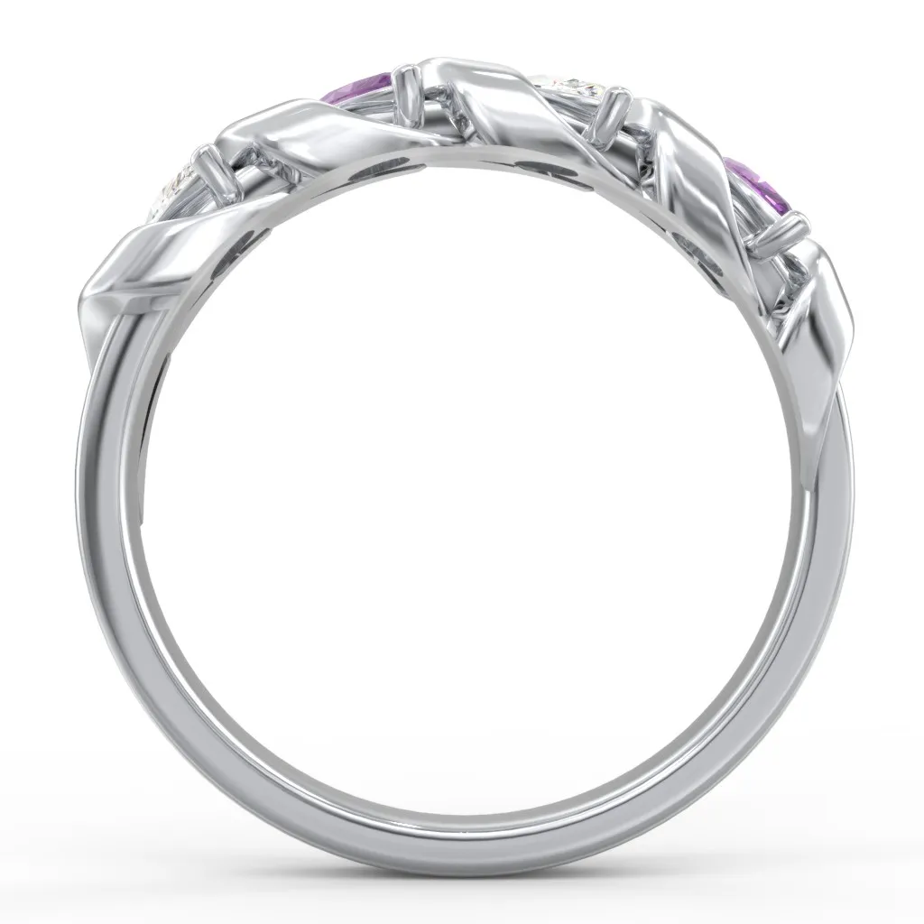 2 TO 4 Names With Birthstones Personalized Ring Engraved Name Ring