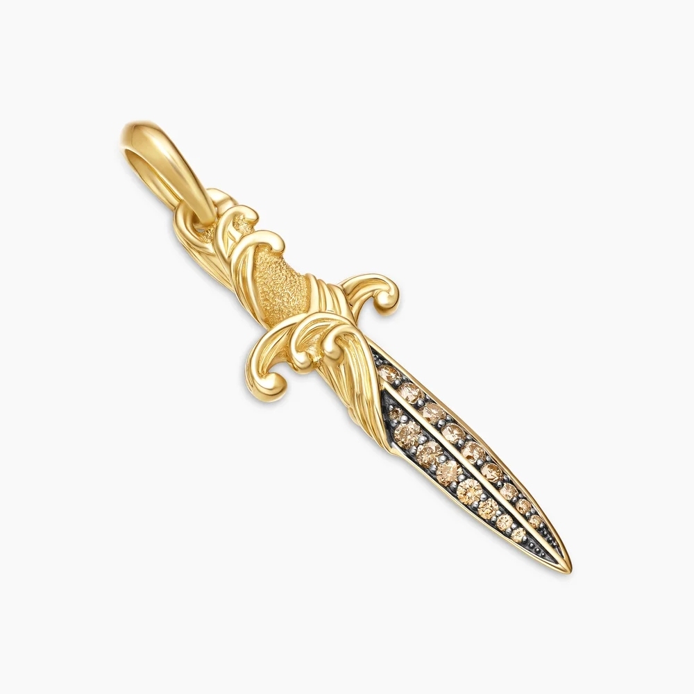Gold Plated Waver Dagger Amulet Pendant Necklace For Men