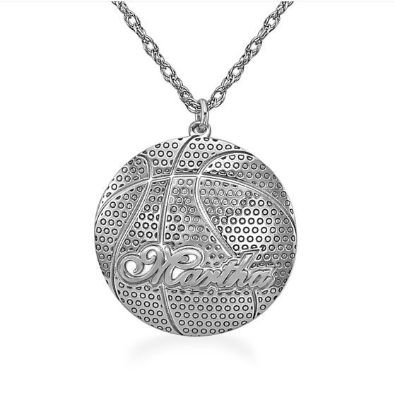Basketball Nameplate Pendant Personalized Engraved Name Necklace