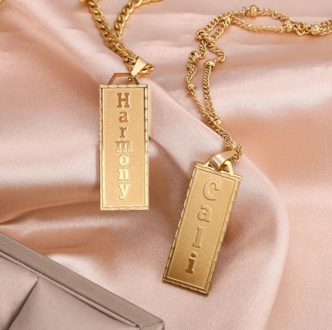 Gold Plated Personalized Name Necklace Custom Bar Necklace