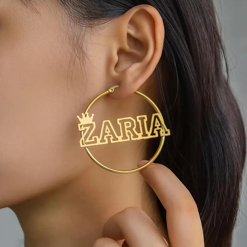 Love Heart Twist Hoop Name Earrings Custom Name Earrings