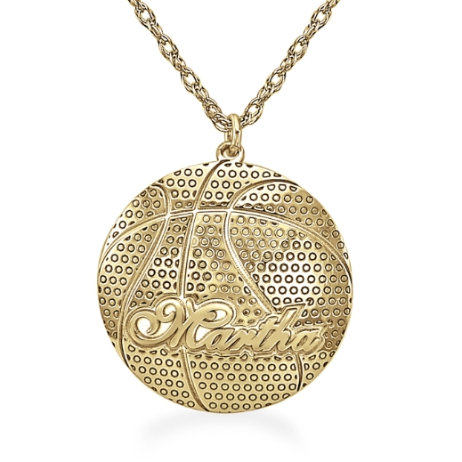 Basketball Nameplate Pendant Personalized Engraved Name Necklace
