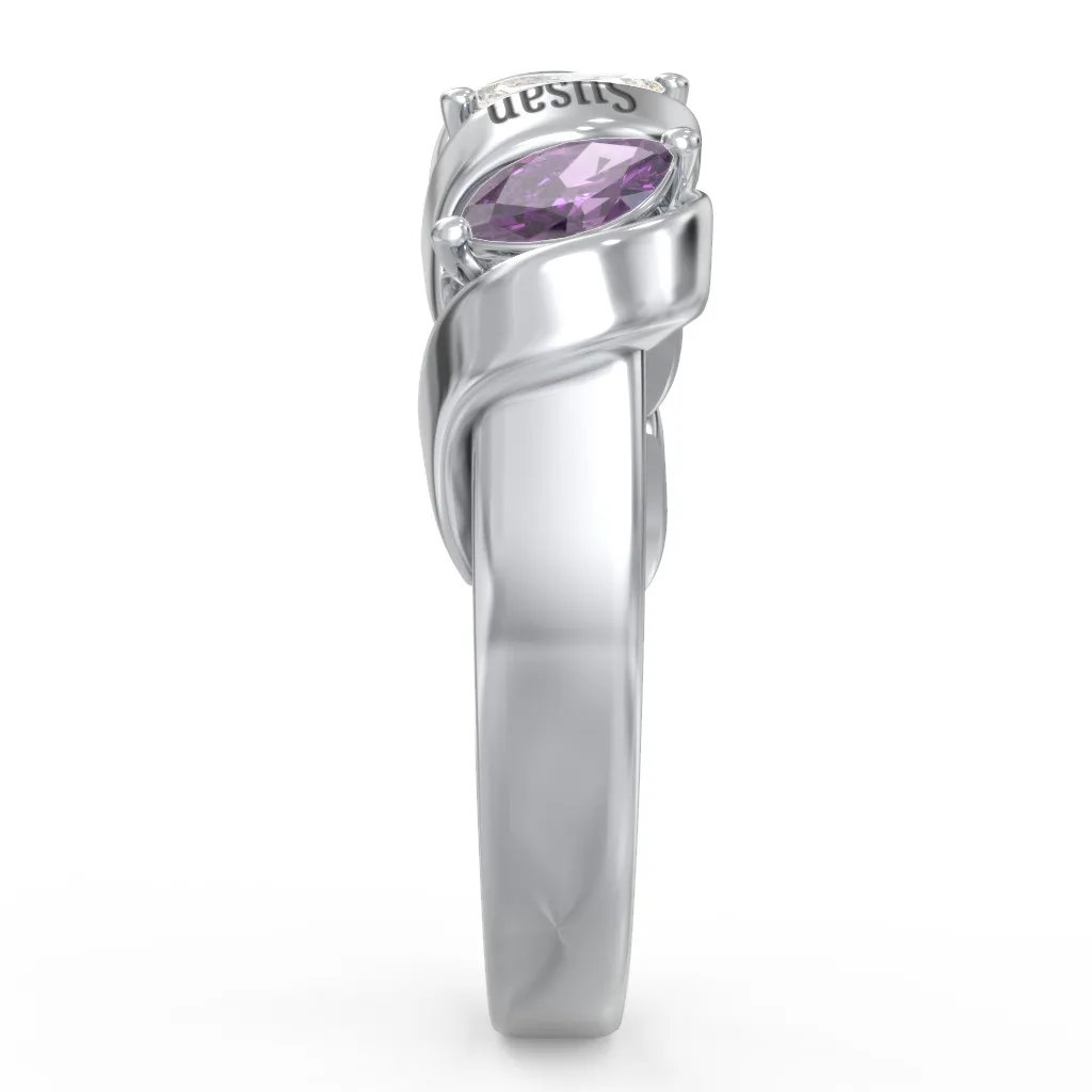 2 TO 4 Names With Birthstones Personalized Ring Engraved Name Ring