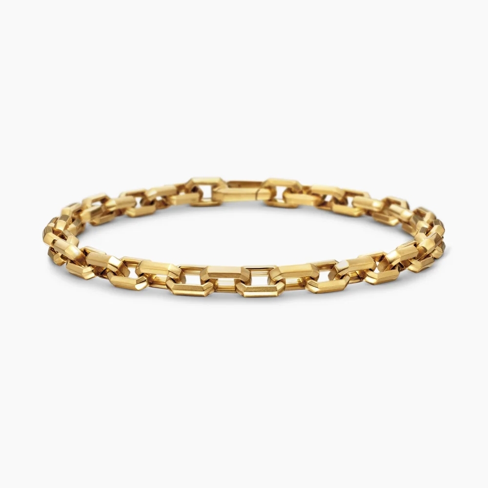 Gold Plated Streamline Link Bracelet Mens Bracelet