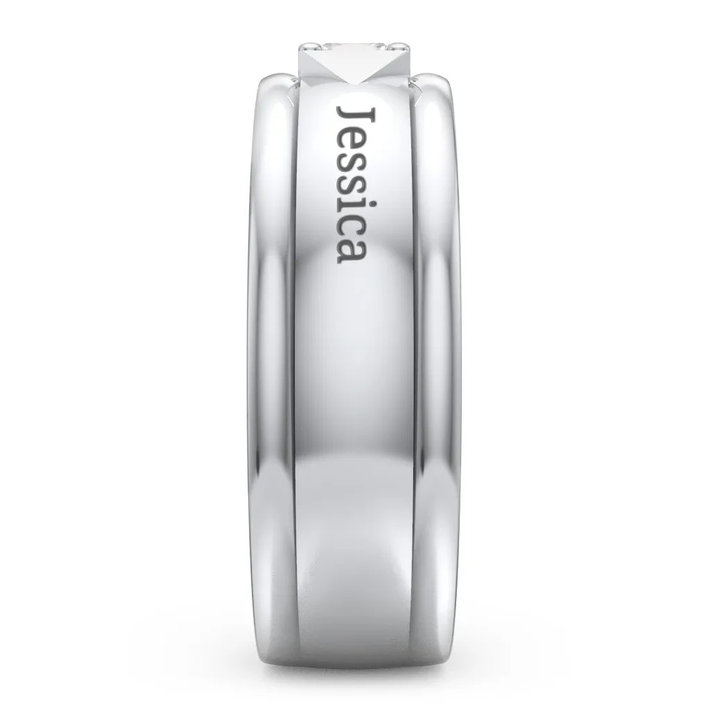 Personalized Custom Two Names with Birthstone Engraved Name Ring