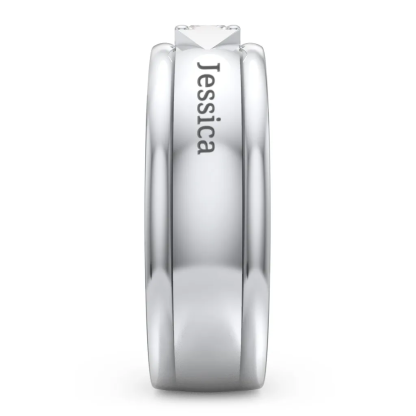 Personalized Custom Two Names with Birthstone Engraved Name Ring