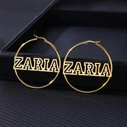 Hollow Letters Crown Name Earrings Personalized Hoop Earrings 