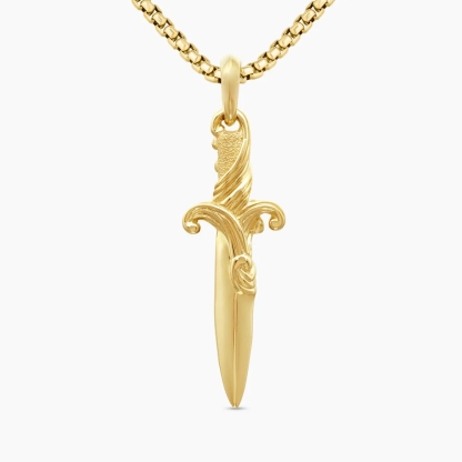 Gold Plated Waver Dagger Amulet Pendant Necklace For Men
