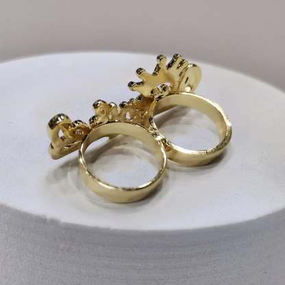 Two Tone Crown Ring Personalized Name Ring Two Finger Ring