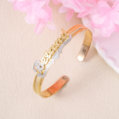 Personalized Two Tone Heart Nameplate Cuff Bangle Custom Name Bracelets