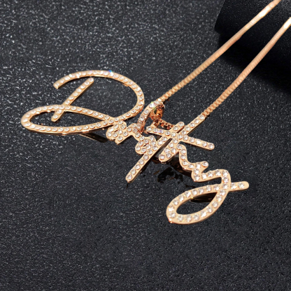 Bling Diamond Nameplate Pendant Personalized Gold Plated Name Necklace