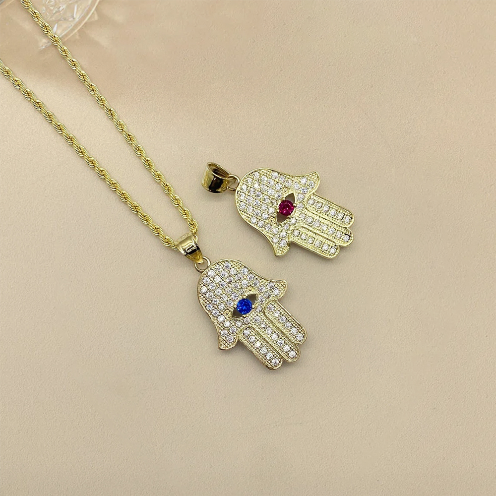 Hamsa Hand Evil Eye Pendant Necklace