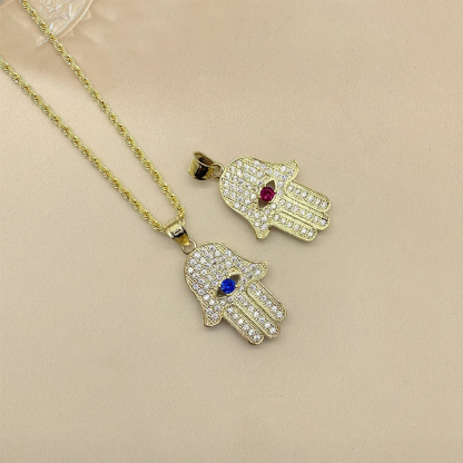 Hamsa Hand Evil Eye Pendant Necklace