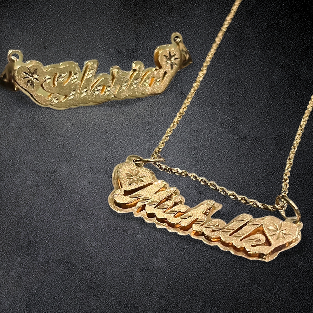 Personalized Double Plated Name Necklace With Heart