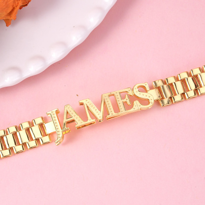 12mm Watch Band Chain Double Plated Personalized Gold Plated Name Bracelet