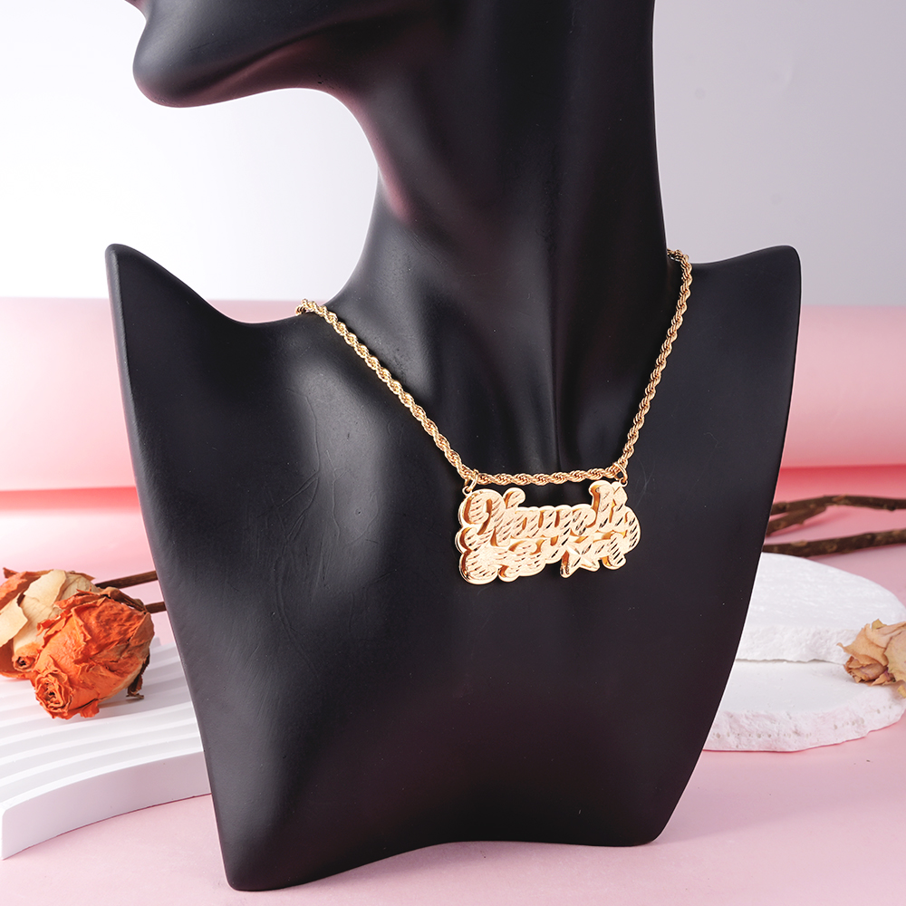 Nameplate Cut Double Layer Custom Name Necklace 
