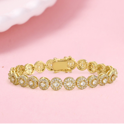 Round Zircon Gold Plated Bracelet