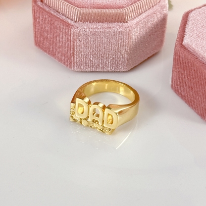 Dad Ring Gold Plated Nugget Ring