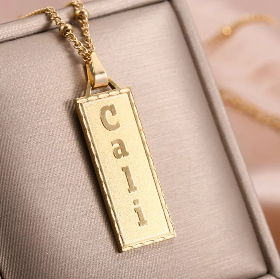 Gold Plated Personalized Name Necklace Custom Bar Necklace